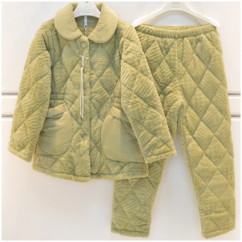 妮可雅品牌睡衣女士秋冬夹棉家居服21466