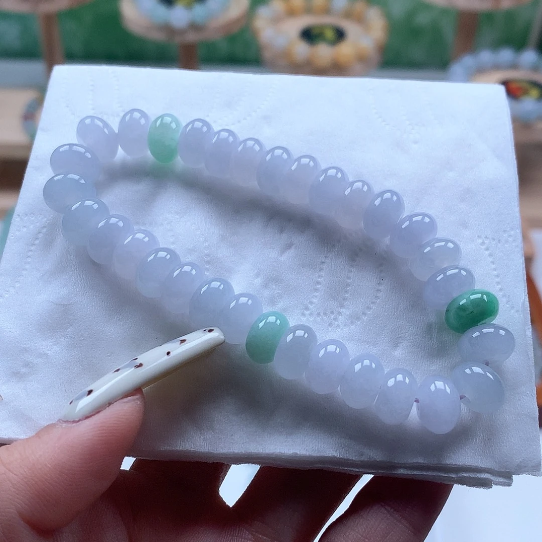 翡翠未镶嵌手链股珠9.0紫珠