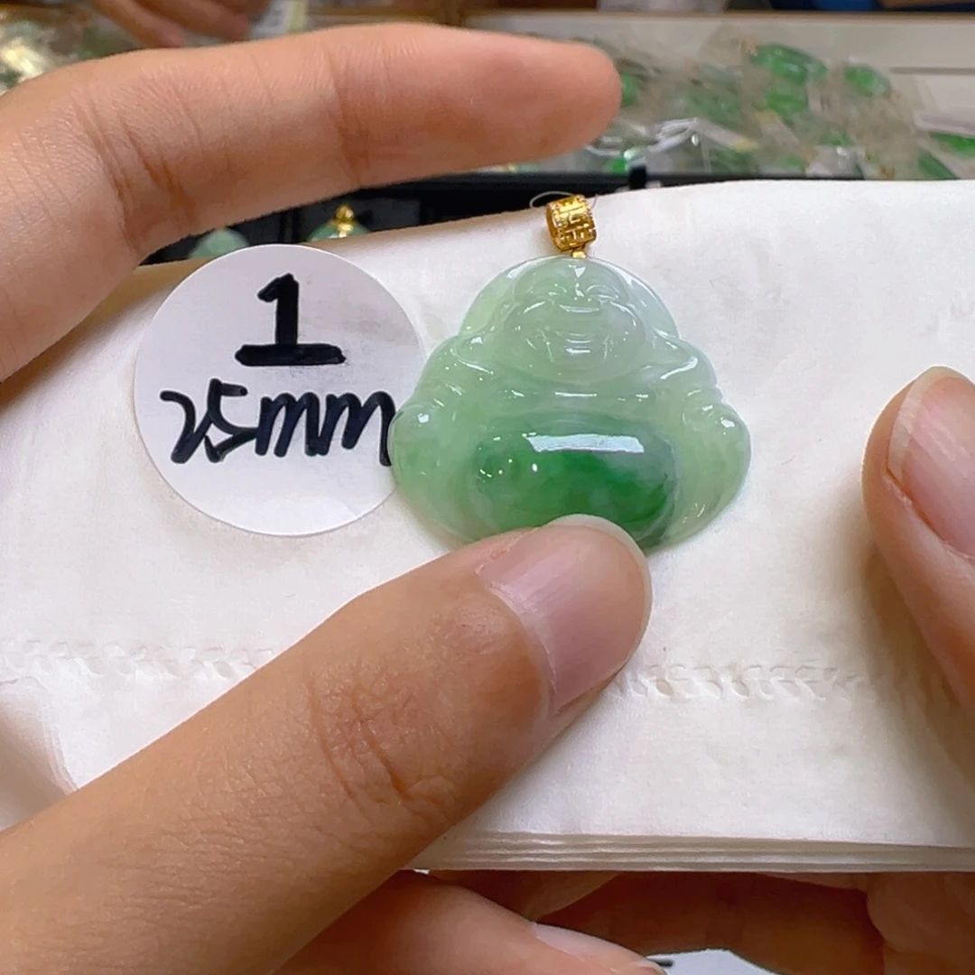 吊坠(不含链)18K金镶嵌翡翠