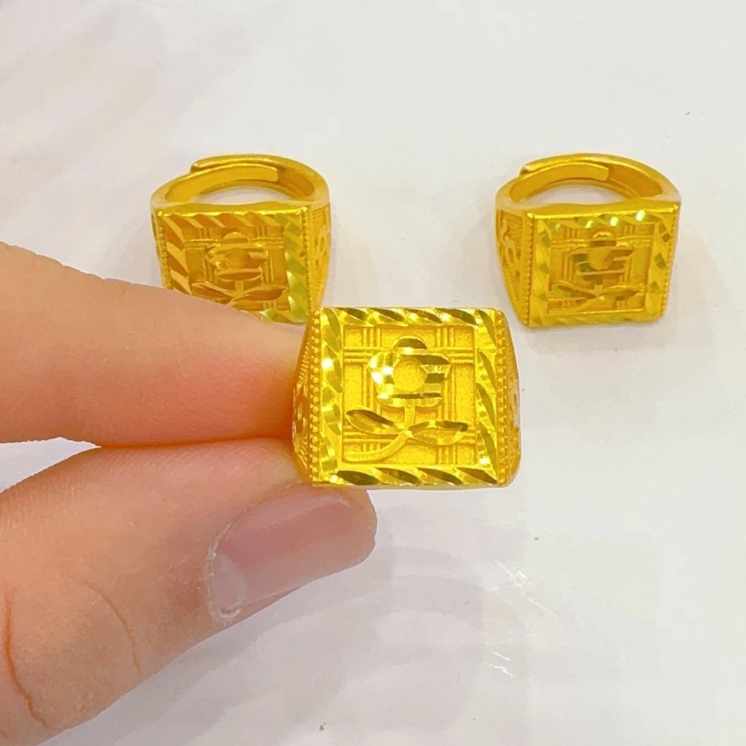 铜合金戒指 金色指环民族风