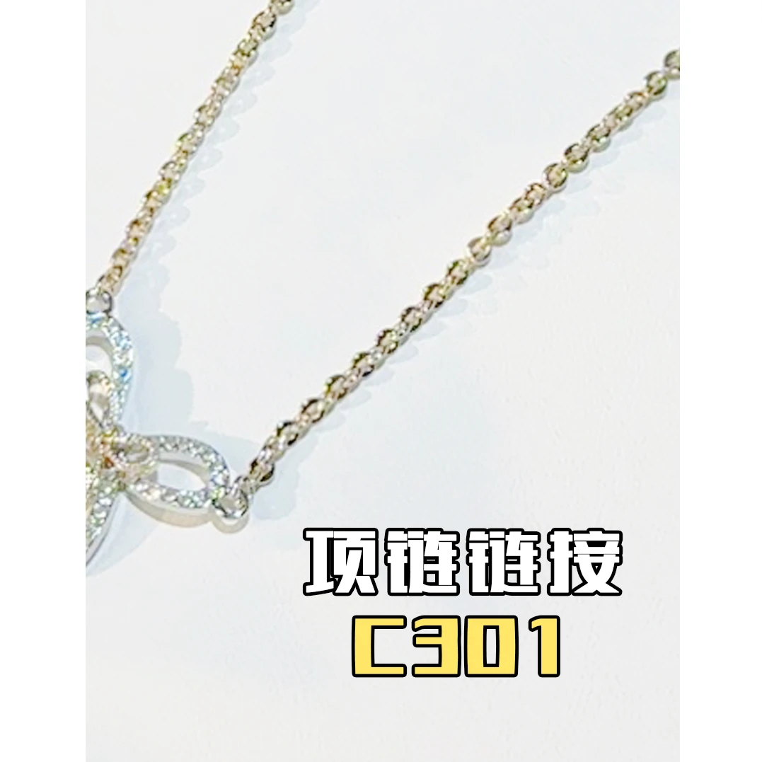 铜合金项链 【双色蝴蝶结项链C301】金银拼色精致气质百搭轻奢项链