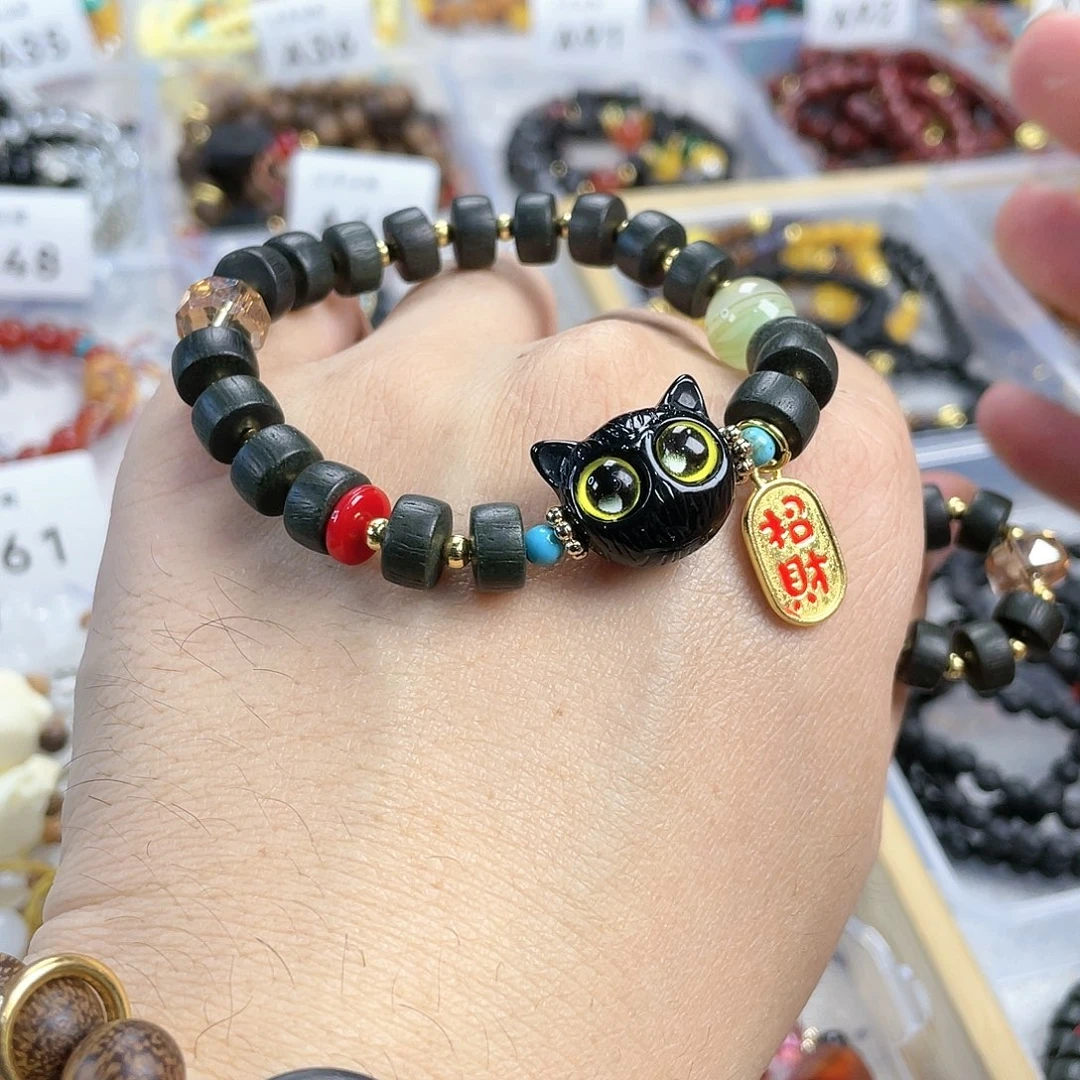 檀香木手串银S925镀金镶嵌