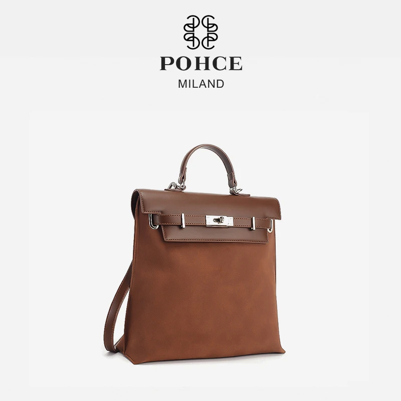 POHCE正品女包背包高级感斜挎通勤手提包女大容量时尚双肩包002