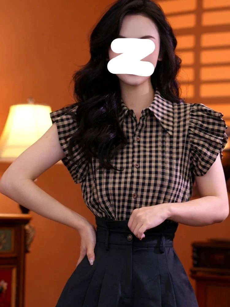 高级感港风复古上衣夜阑人静2025夏季新款短袖时尚气质显瘦衬衫女