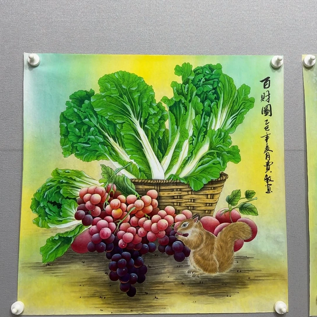 国画工笔白菜斗方贾敏