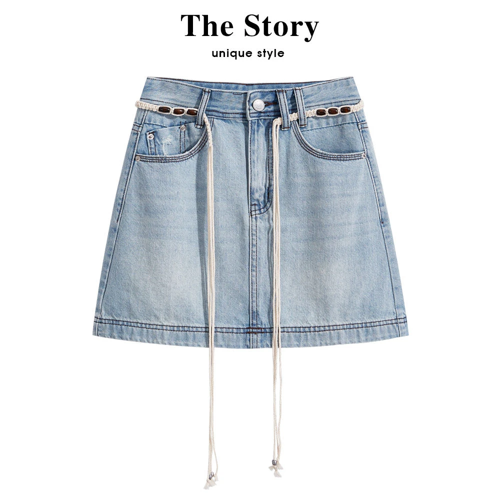那些事衣橱复古牛仔短裙女2025新款夏季高腰小个子包臀a字半身裙