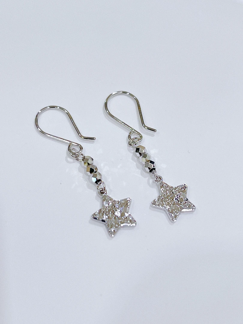 尚晶品珠宝铂金碎冰鱼鳞星星蹦迪珠耳钩吊精致闪耀流苏耳饰PT950