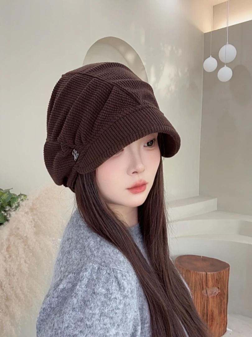 【堆堆帽】日系纯色流光风大头围百搭素颜显脸小堆堆帽女佩坐月子帽