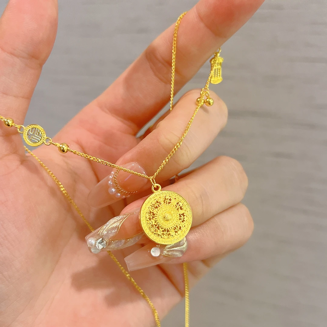 不支持七天无理由【算盘流苏八宝罗盘黄金项链】足金 999