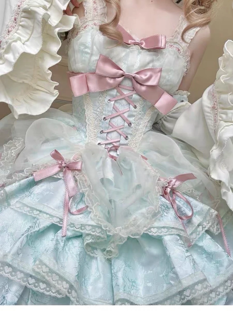 蔷薇执事绿色现货洛丽塔JSK甜辣纯欲温柔芭蕾风生日lolita连衣裙