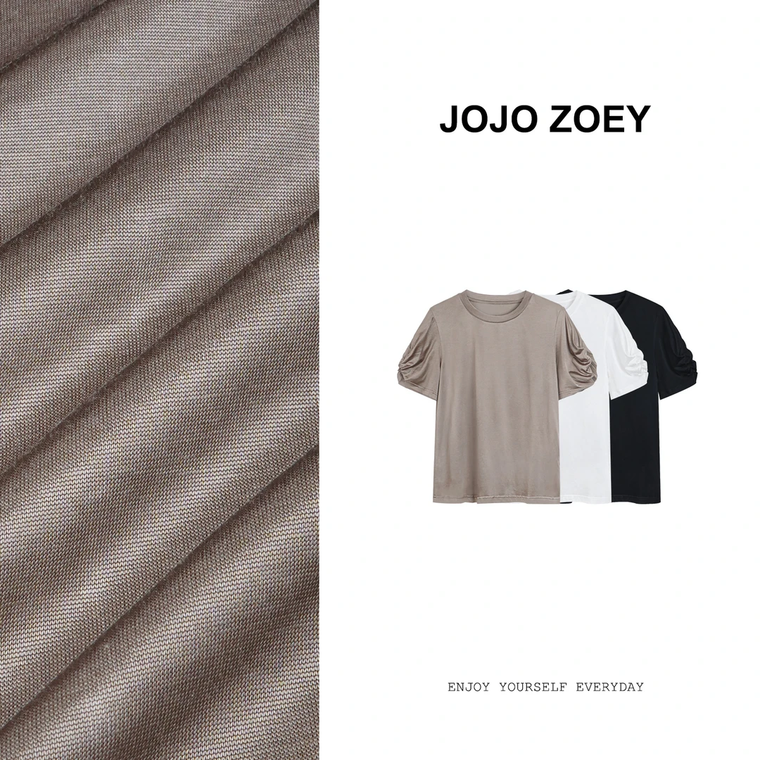 JOJO ZOEY【清仓NO退换】静白叙事~极简风宽松圆领短袖T恤女dx-5101