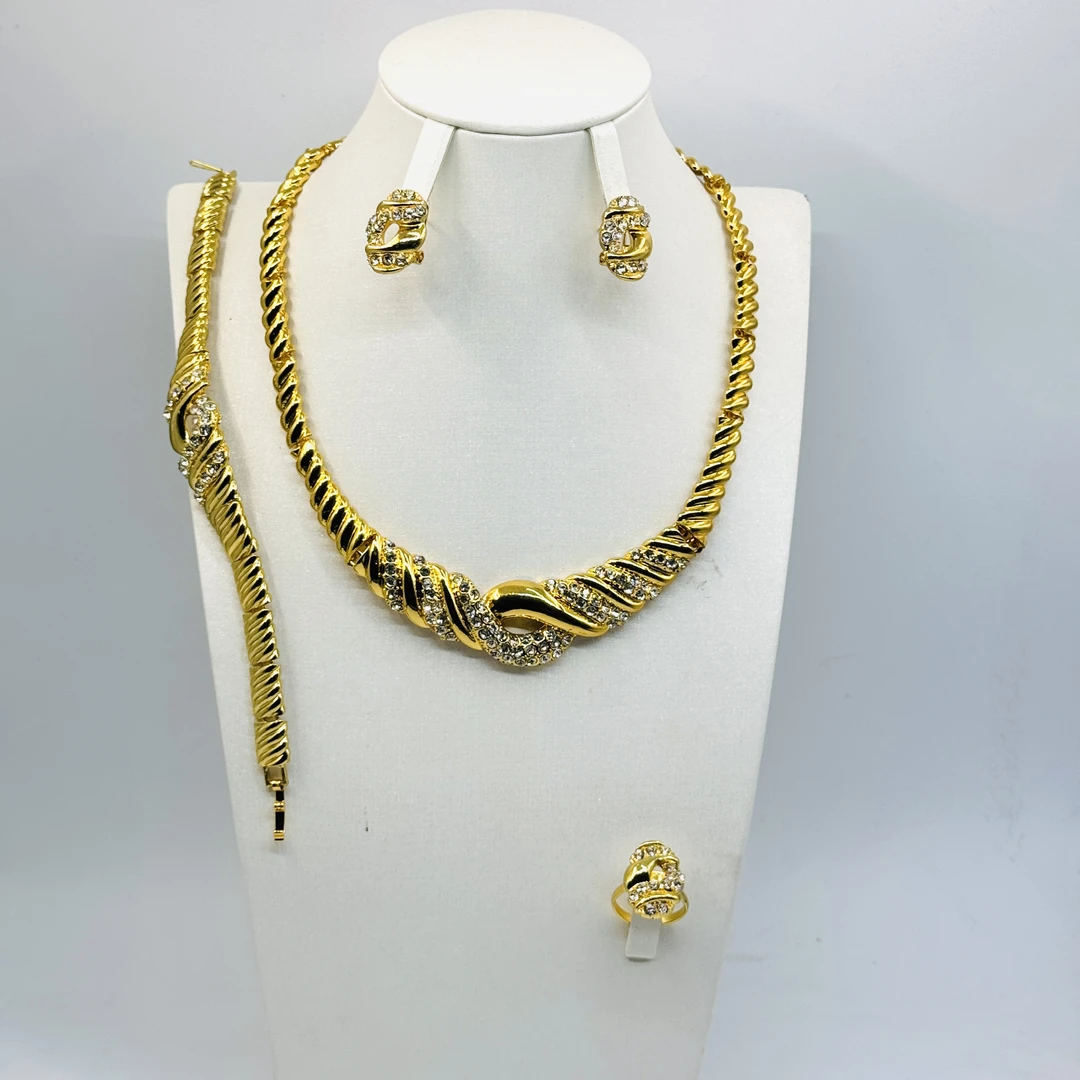 铜玻璃项链 TJ231 铜首饰 铜项链耳环戒指手链四件套