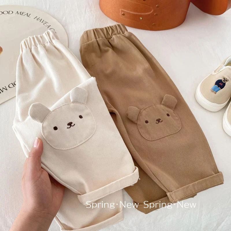 新款春秋儿童长裤可爱超萌聚酯纤维休闲男童女宝宝立体潮范不开档