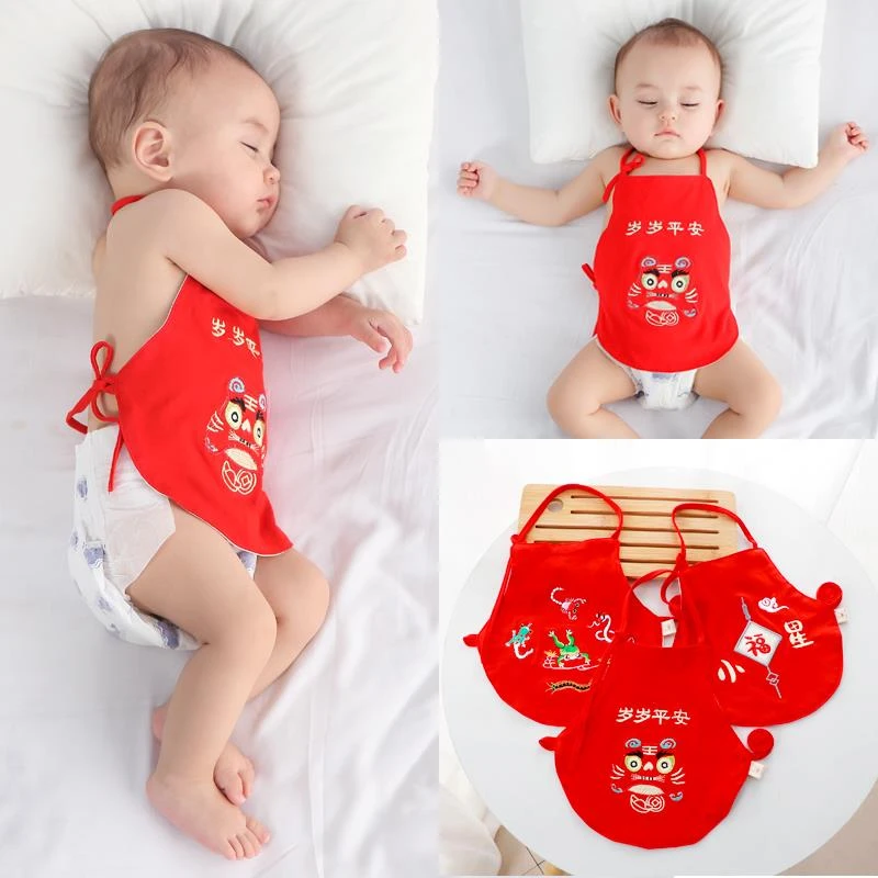 红色婴儿肚兜护肚棉夏季初生宝宝兜兜新生儿肚围睡觉防着凉神器