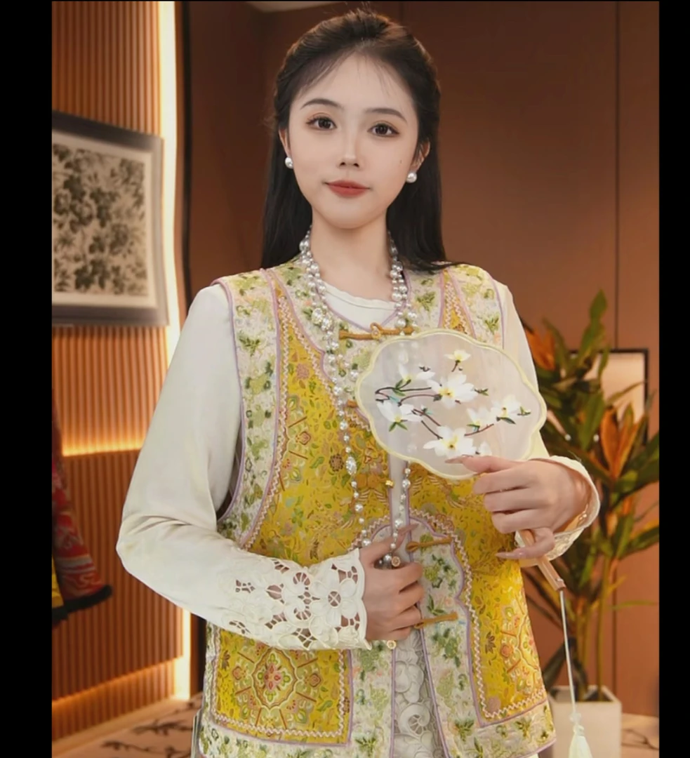 【清】宝湘金盏/新中式新款重工织锦马甲2025A7298小美-大女王仓
