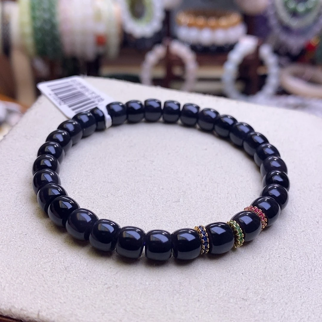 颈饰未镶嵌和田玉收藏级烟紫老矿料高冰帝王紫直切老型珠手串7