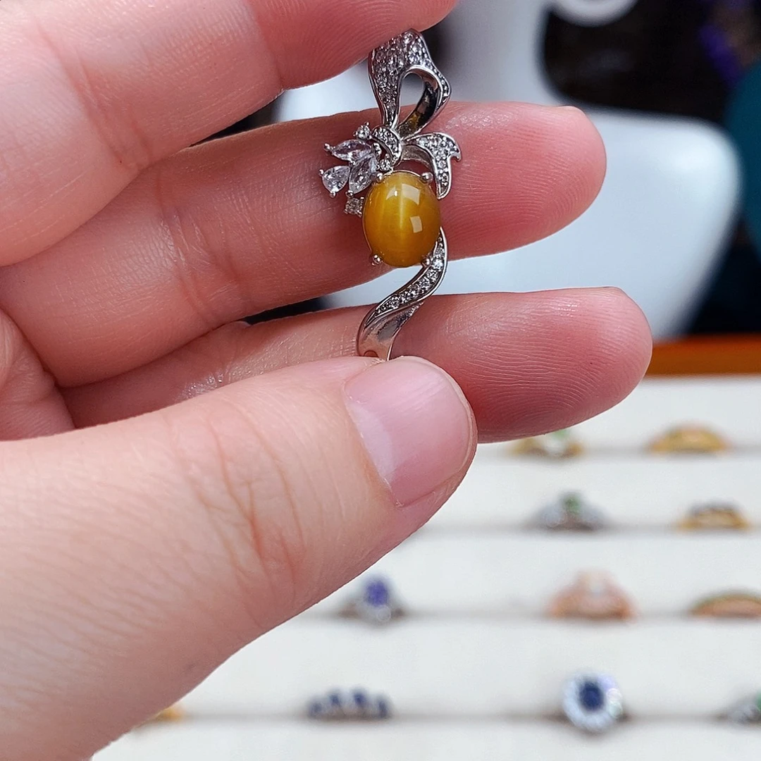 金绿宝石颈饰银S925镶嵌