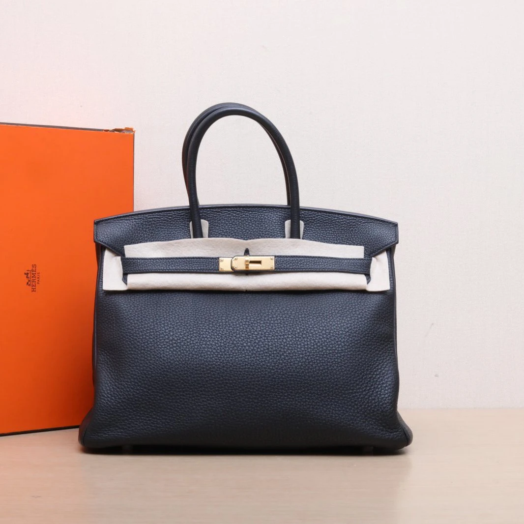 95新 Hermes/爱马仕 【娇】手提包Birkin35黑色TC皮T刻P215563694