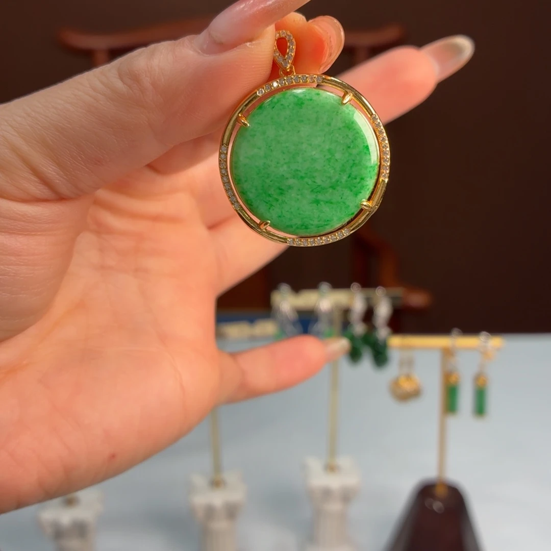 翡翠银S925镶嵌颈饰吊坠