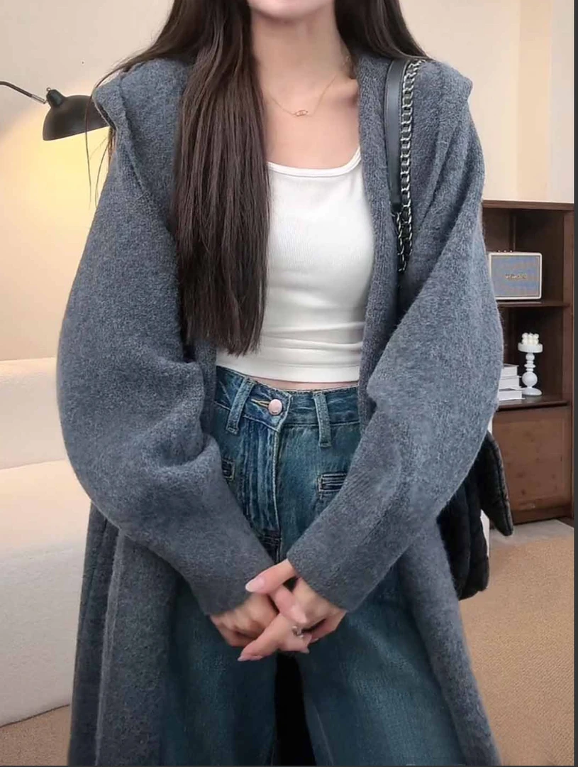 KANING（0223#）连帽针织开衫毛衣kc