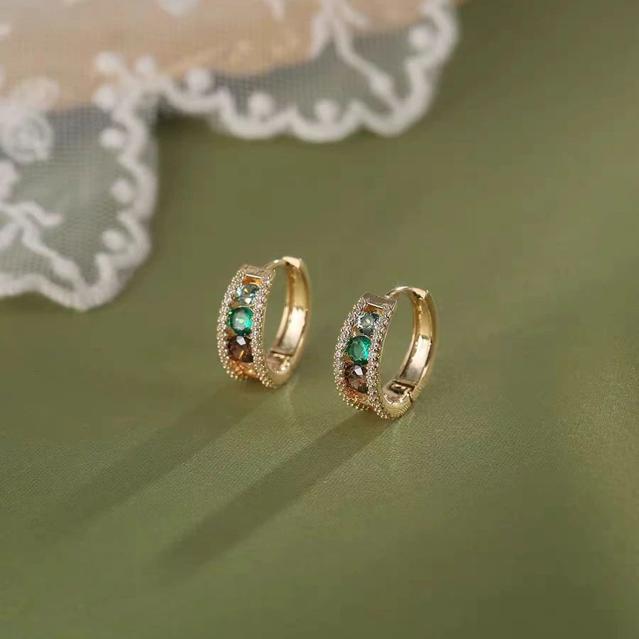 铜合金耳饰 《货号9116》气质高级彩色耳圈