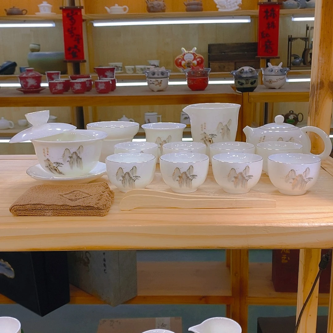 【不止】羊脂玉瓷茶具套装