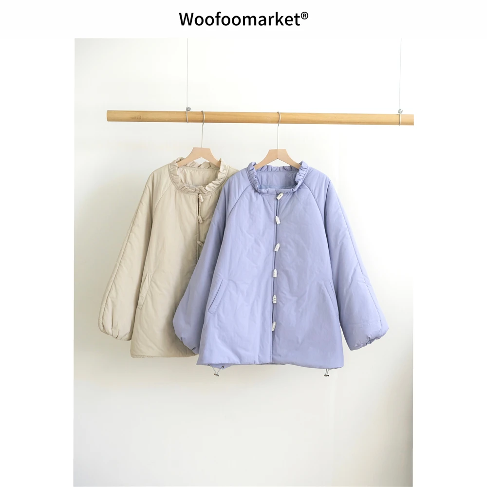 【海街日集】木耳领新中式简约宽松棉服女冬季 AWWT089