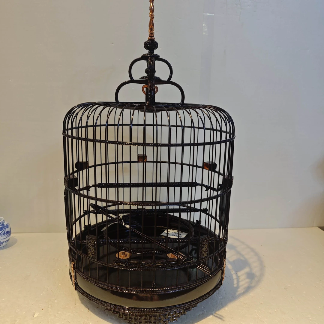 绣眼鸟笼纯手工雕刻珠宝万字52枝正装已上生漆