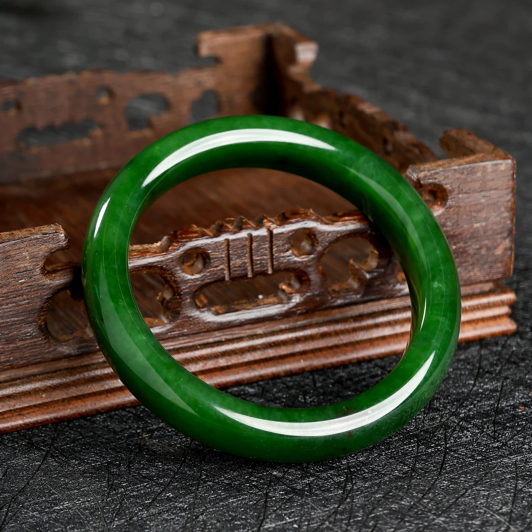 【矿姐珠宝】和田玉碧玉手镯平安镯福镯玉镯子时尚百搭