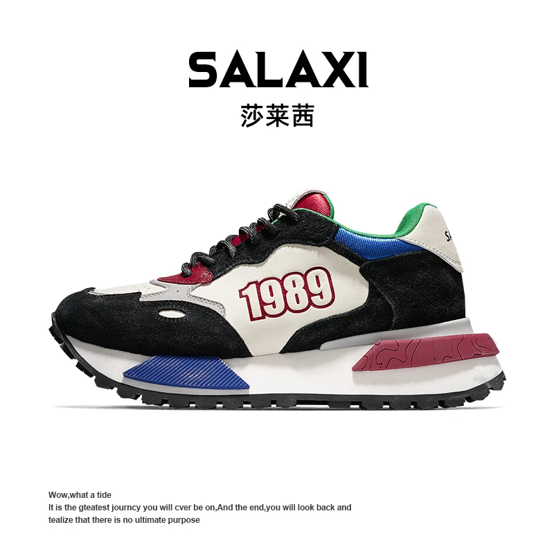 SALAXI/莎莱茜 冬季新款保暖复古低帮阿甘鞋男厚底减震运动鞋女