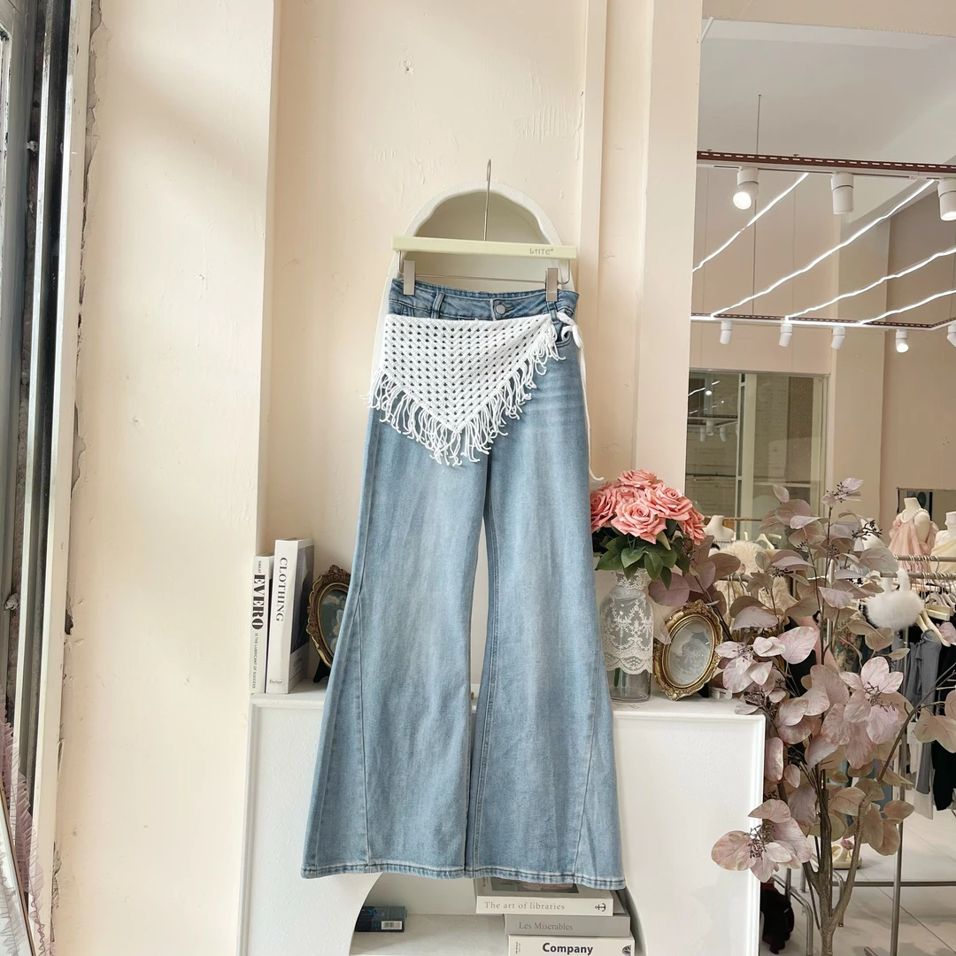 LHTE青青大码女装 春款复古牛仔裤微喇百搭休闲牛仔裤K5115