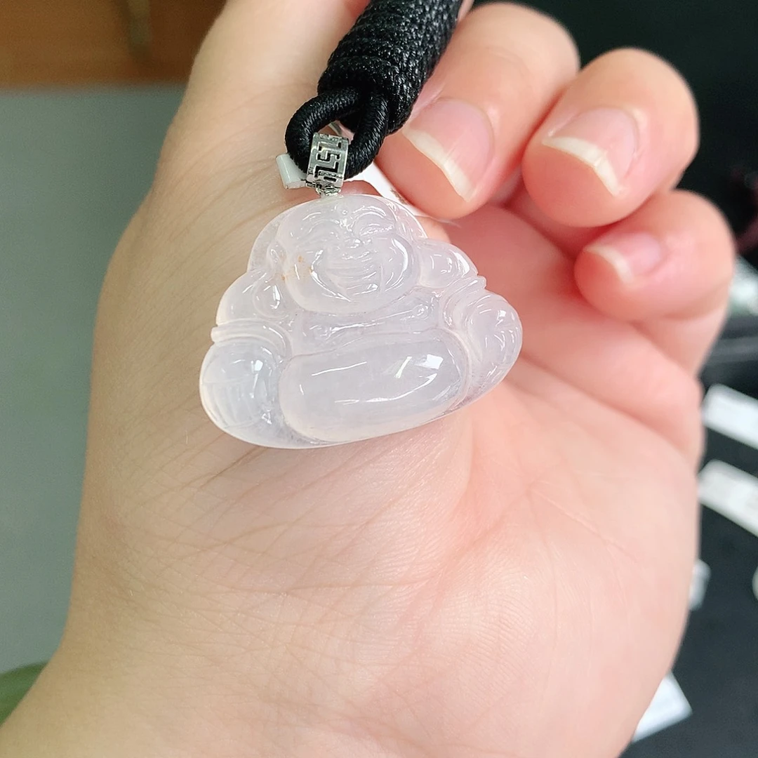 翡翠18K金镶嵌颈饰冰佛公25-31-6如