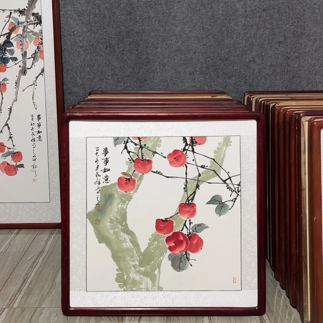 国画书画作品带框63×63