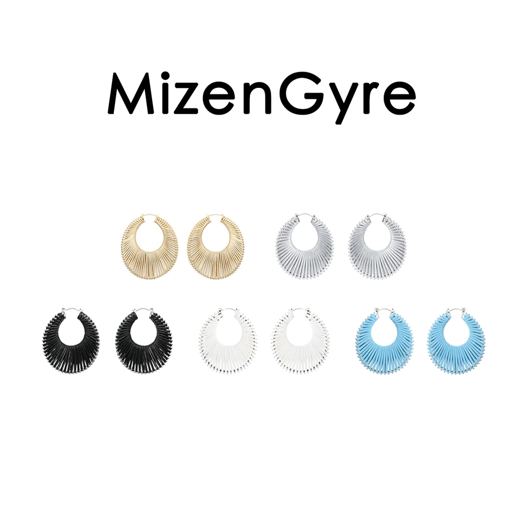 铜合金耳饰 MizenGyre小众设计欧美夸张编织多色耳圈轻奢
