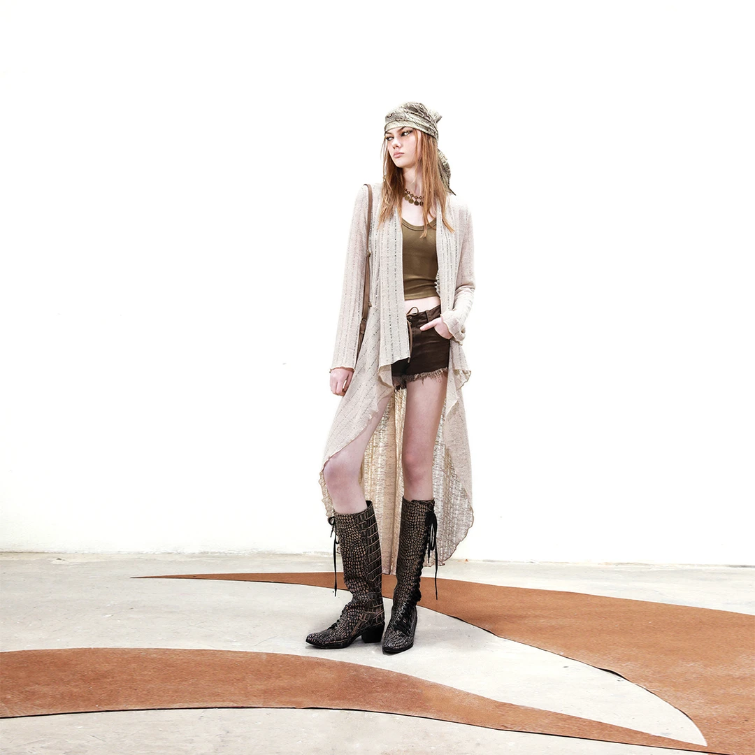 NN-NORTH NODE “献给风沙过境”网眼拼接款松衬衫开衫财阀千金女装