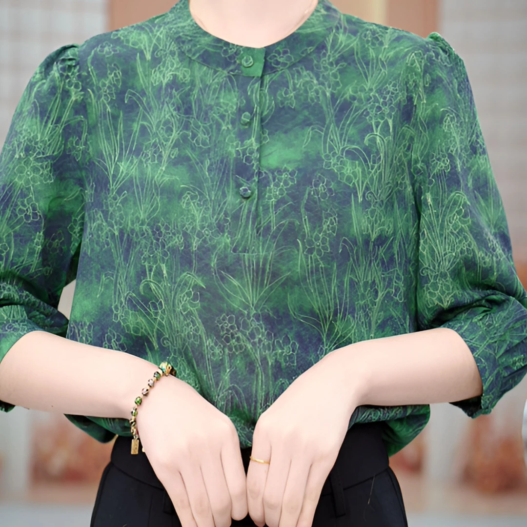 2025新款气质高贵优雅感繁花似锦绿色小衫ZF-S008