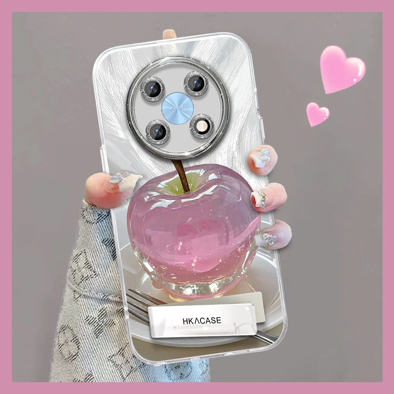 适用于畅享50pro精孔羽纱晶莹粉苹果网红创意支架全包手机壳女款