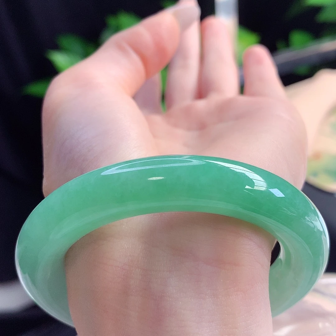 未镶嵌手镯翡翠天然A货翡翠55-56卡双十二胖圆富婆绿9号