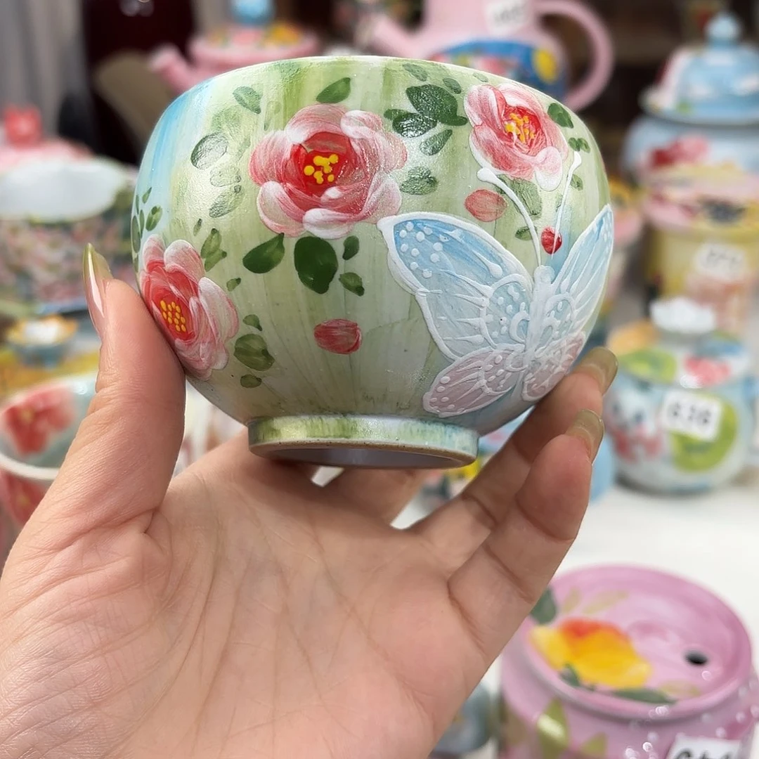 瓷片景德镇手绘高温釉下彩陶瓷茶具