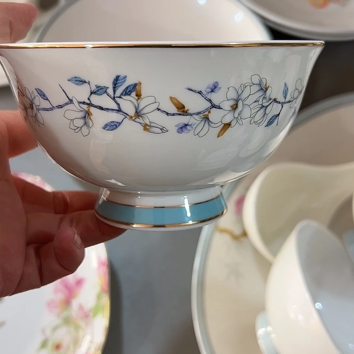 瓷片微瑕骨瓷碗两个水云间5寸