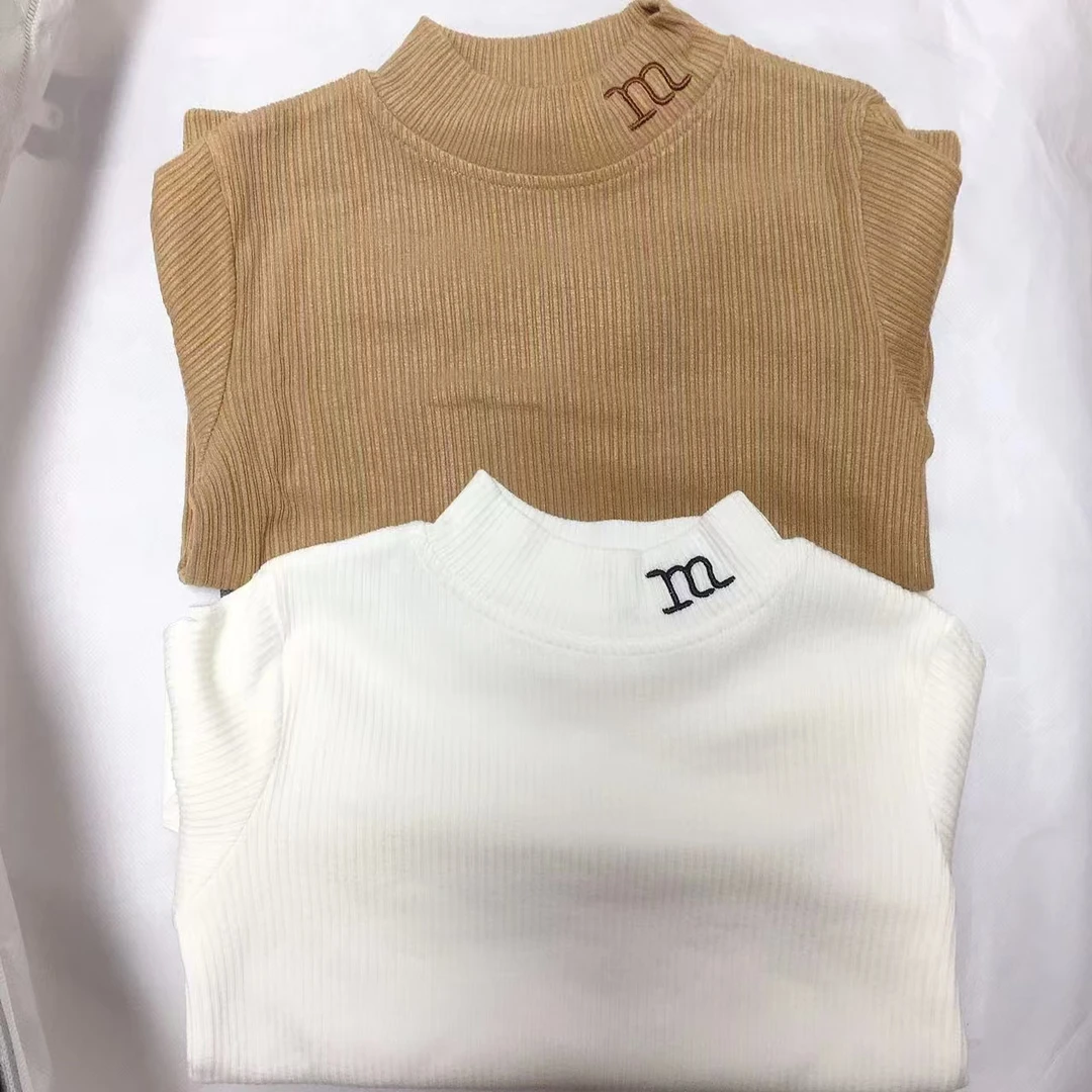 半高领针织衫坑条长袖小衫套头上衣23505