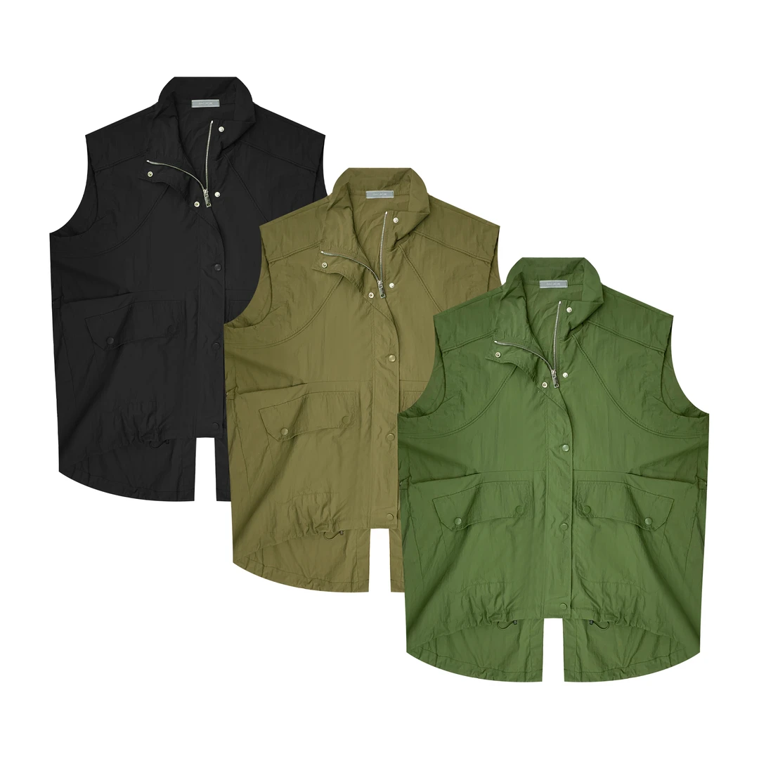 梭织马甲时髦百搭2025新款休闲女装宽松显瘦无袖设计感上衣