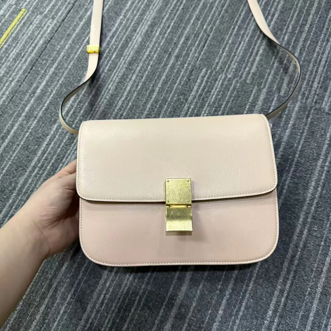 95新 Celine/思琳 赛琳裸色box单肩包/非真假不退补不换