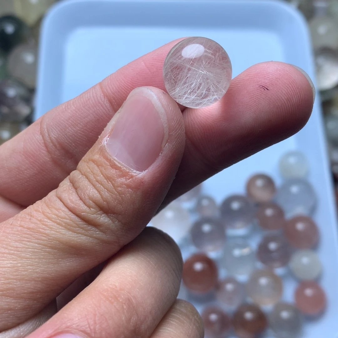 水晶珠宝半成品未镶嵌小***a白兔毛球