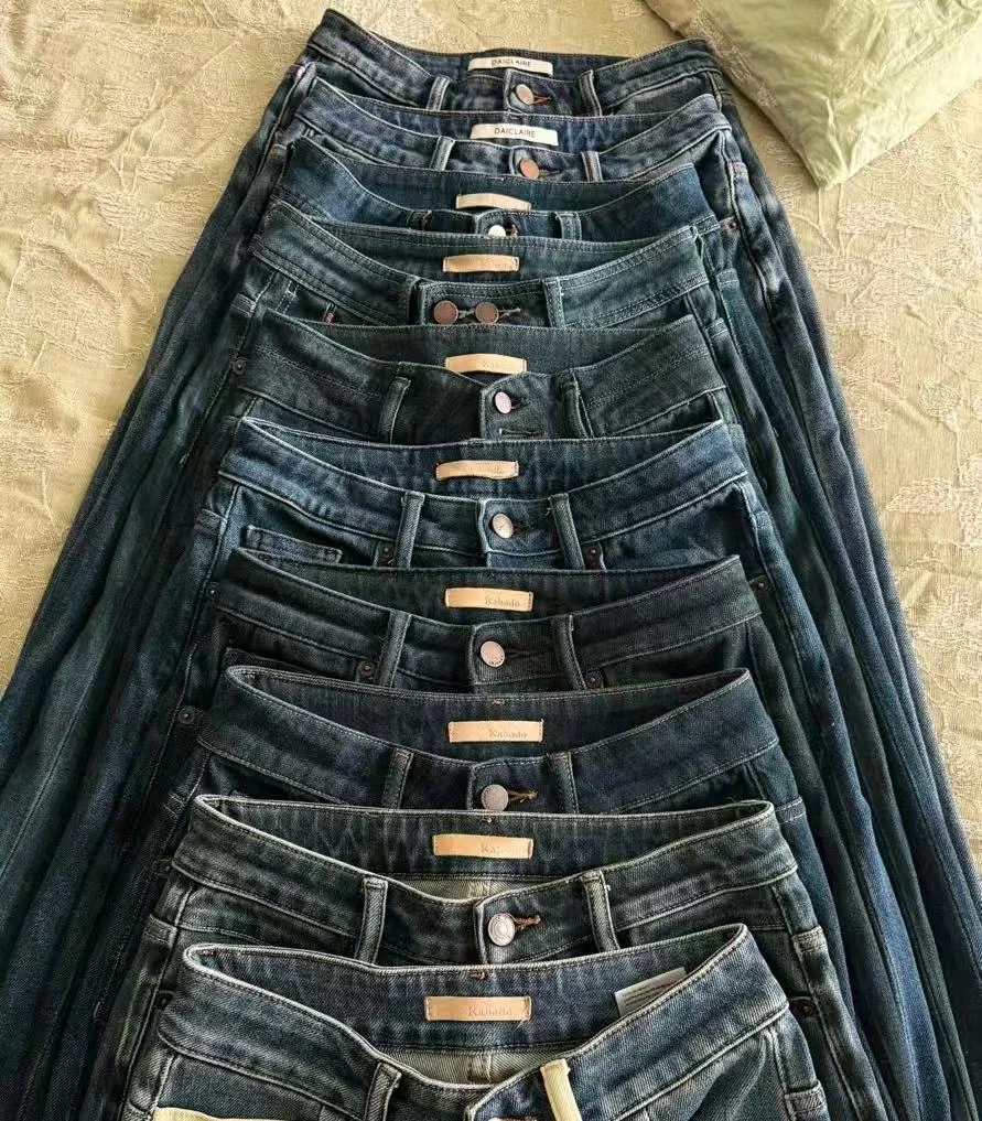 长裤高腰窄版阔腿裤女牛仔裤时尚复古夏季显瘦休闲百搭女士黑色