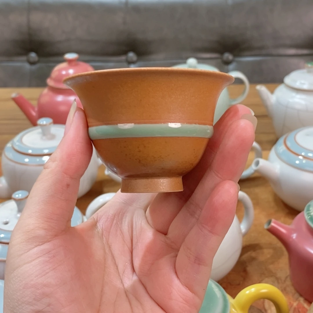 朱砂胎草木灰玉带缠腰 铃铛杯