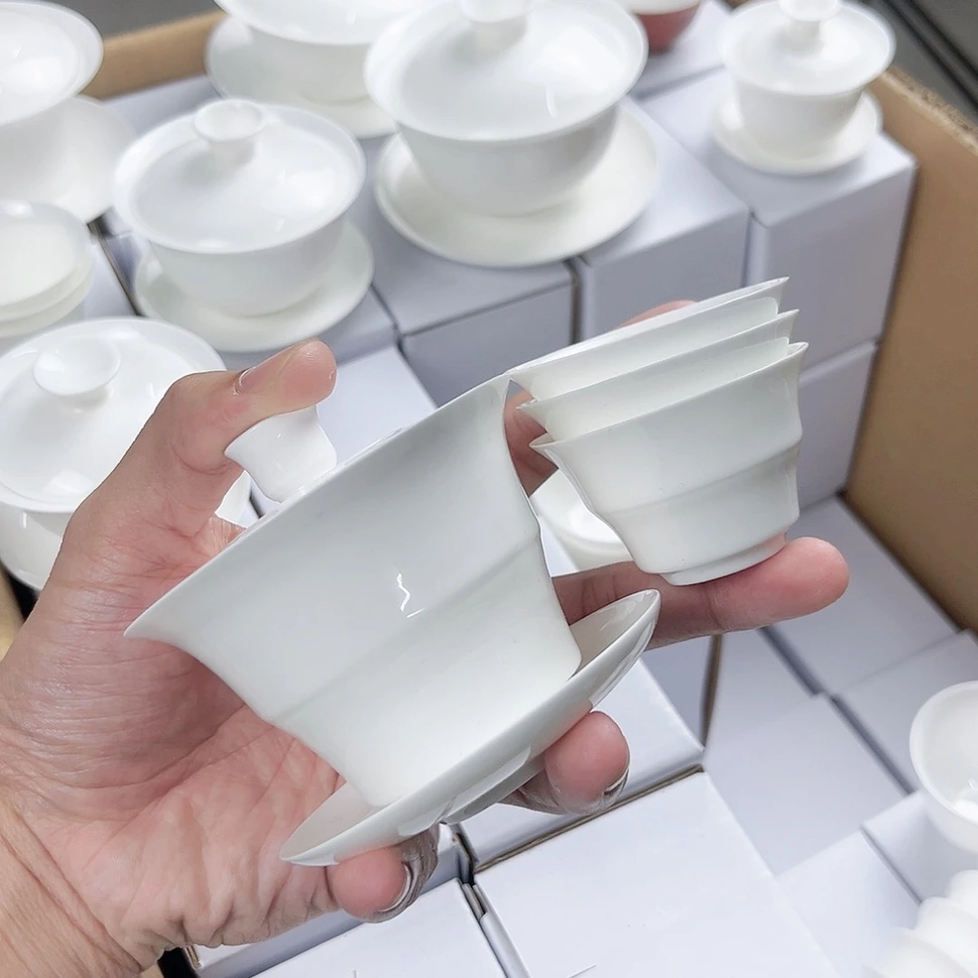 【闪购商品】90竹节+3竹节杯骨瓷盖碗套装