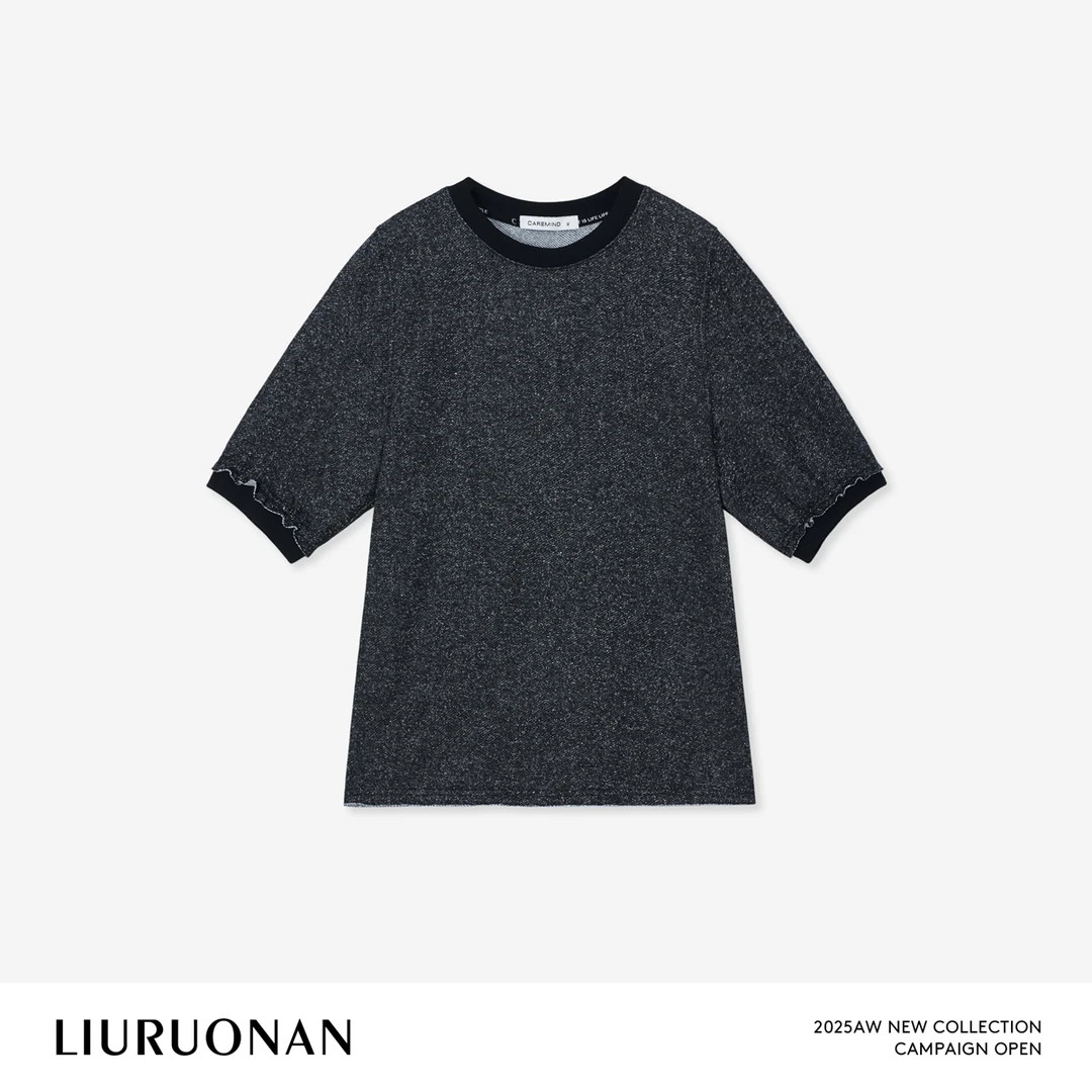 LIURUONAN 25FL【夜幕】小众设计感圆领短袖T恤秋季宽松显瘦上衣女