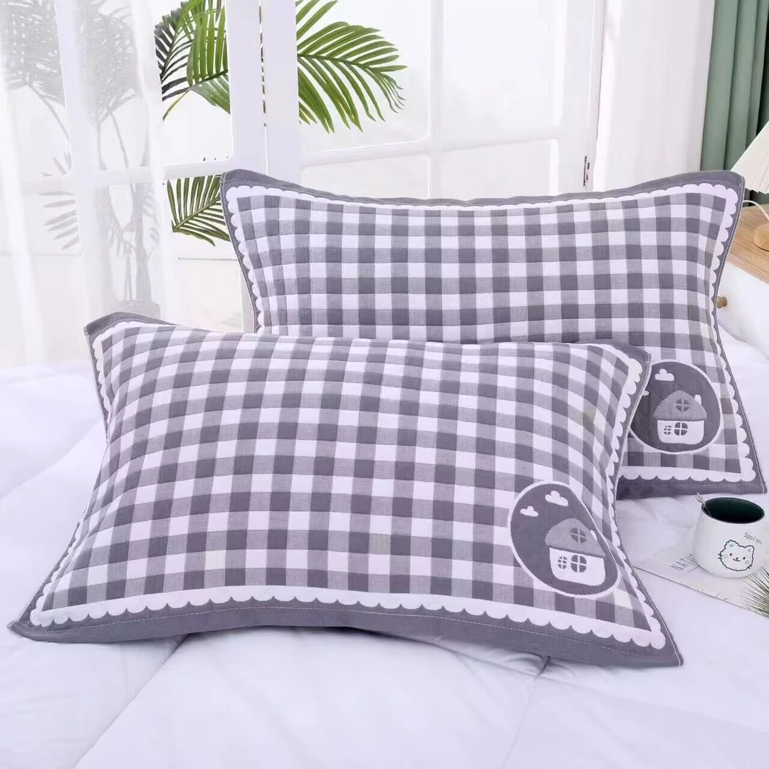 多层纱布枕巾酒店家用加厚大气成人枕巾一对装加大大号枕头巾