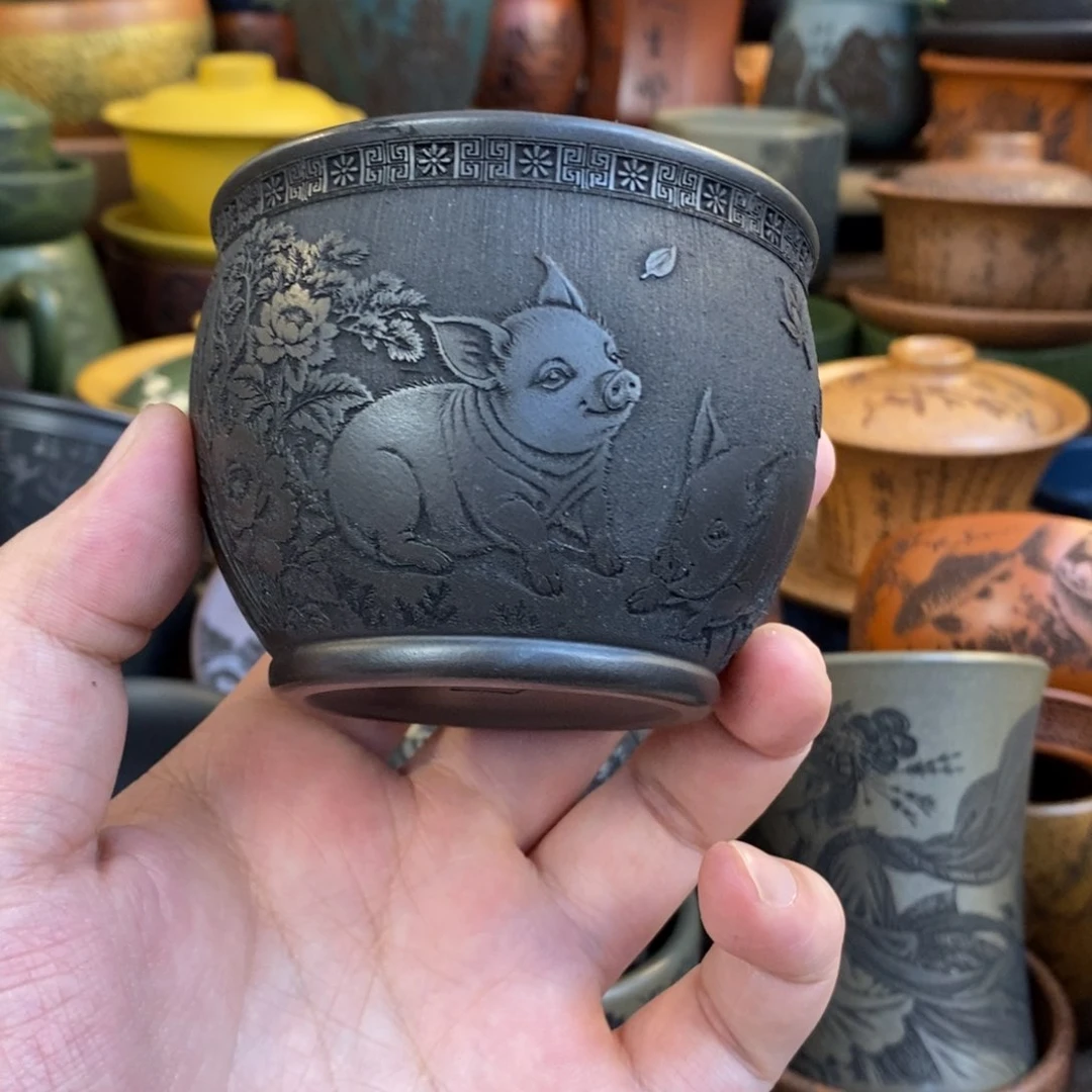 紫砂杯子宜兴全手工紫砂杯